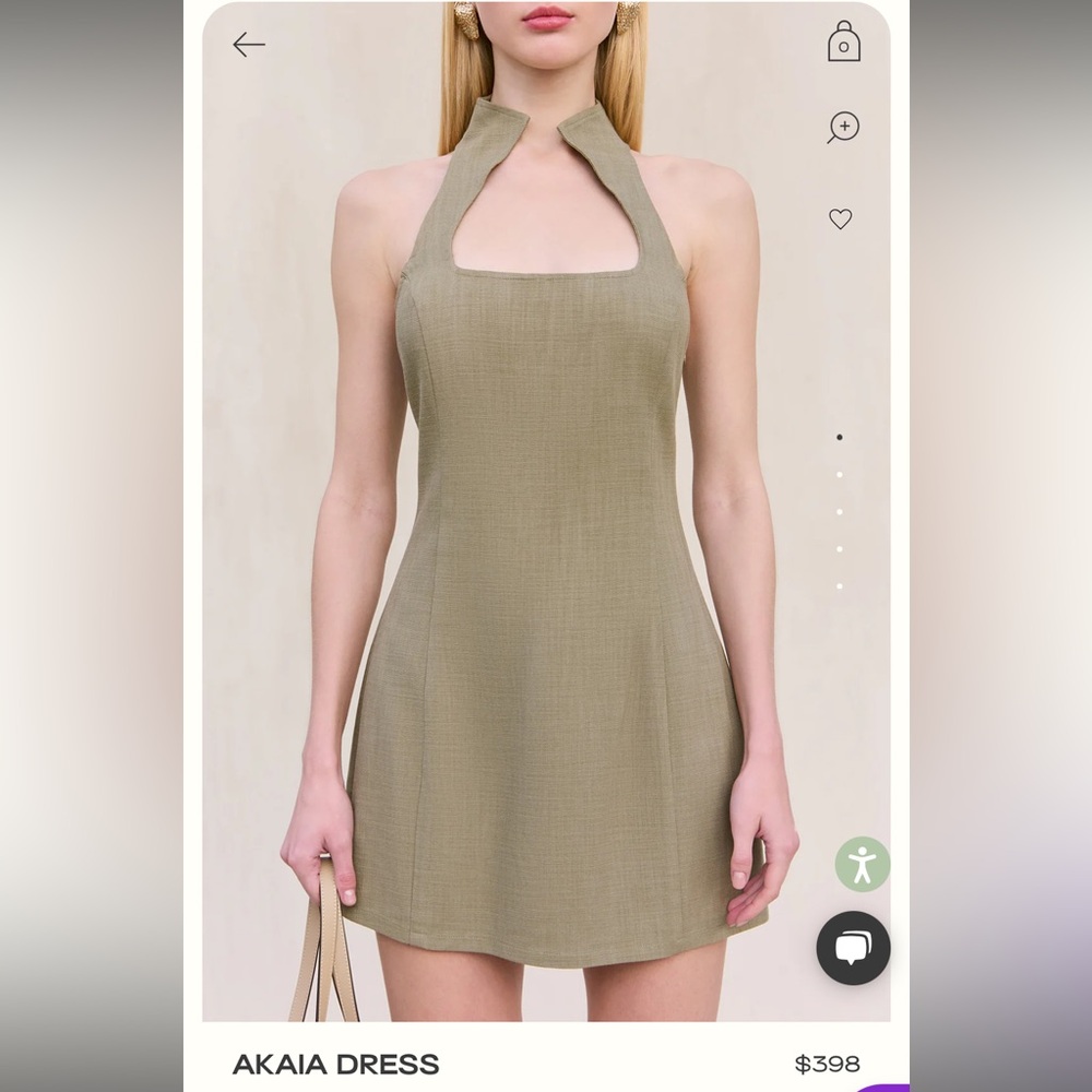 cult gaia olive-green strapless halter mini dress